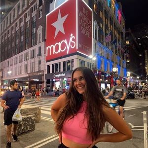 pink zara high neck crop top